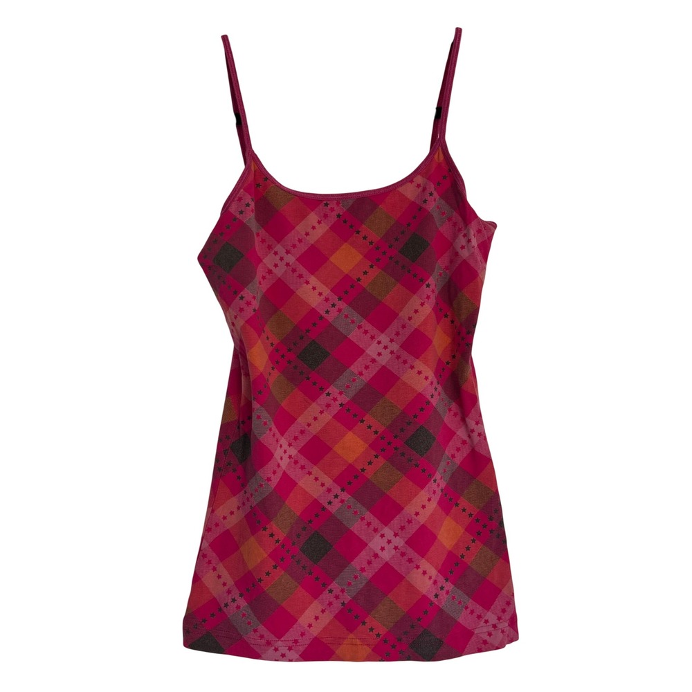 Y2K Arizona Jean Co Pink Argyle Star Cami Tank Top S Spaghetti Strap 90s 2000s